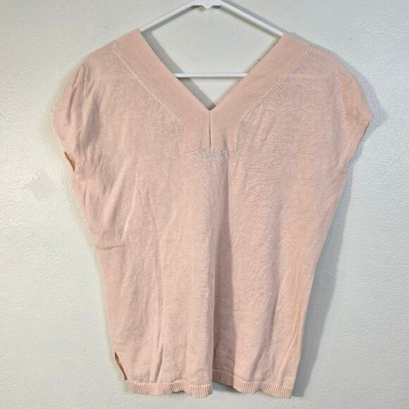 Talbots Petites Knit Top Women's Mp Peach Linen Blend Career Casual Coastal - Picture 2 of 5